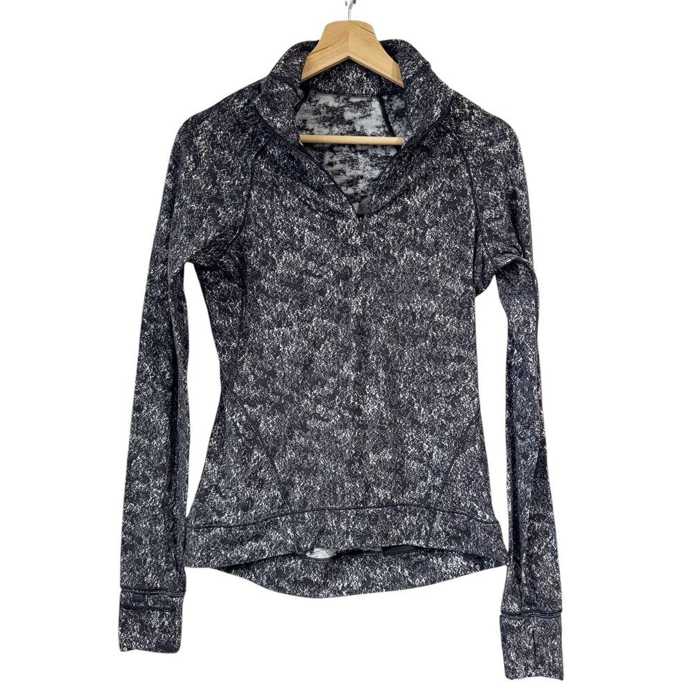 Lululemon Outrun the Elements 1/2 Zip Pullover Jacquard Black 6 Running Yoga